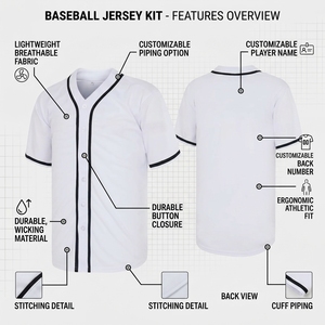 Factory Direct Baseball Jersey Low MOQ Sublimated Softball Team Uniforms Button Down Breathable <b>Sports</b> <b>Shirts</b> Custom Logo - Product Image 2