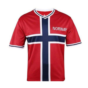 Unisex Plus Size Norway Flag <b>Soccer</b> Jersey Red Short Sleeve Norwegian Cross Graphic Football T-Shirt 100% Polyester - Product Image 4