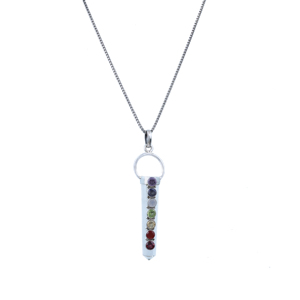 Collier Pendentif Tendance en Cristal Argenté 7 Chakras, Meilleure Vente, pour la Guérison et la Luminothérapie des Chakras - Product Image 1