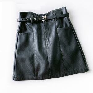 Falda Formal de Cintura Alta para Mujer, Largo hasta la Rodilla, Estilo Lápiz, Tela Vaquera Plisada con Logotipo Personalizado en la Pierna Derecha - Product Image 3