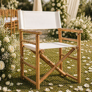 Wholesale Bamboo Wedding Chair Foldable Outdoor Indoor Patio Seating with Sling Fabric Stable <b>Frame</b> Comfortable Design - Product Image 1