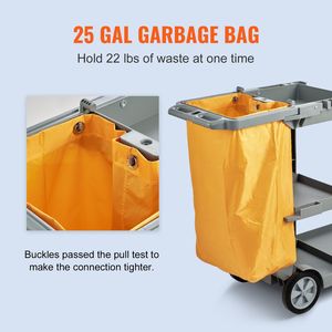 Janitorial รถเข็นทำความสะอาดสำนักงานพร้อมถุงพีวีซีสำหรับทำความสะอาด - Product Image 4