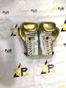 Guantes de Boxeo Personalizados Blancos y Dorados, Sin Boxeo No Hay Vida, 100% Cuero Original, Guantes de Boxeo Profesionales - Product Image 3