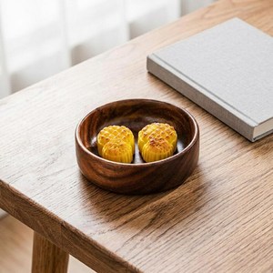 Tazón Apilable de Madera Maciza, Plato Redondo Liso para Ensalada, Bandeja de Servir de Madera Hecha a Mano, Plato Multiusos para Cocina - Product Image 2
