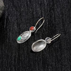 Vintage Trendy Blue Turquoise 925 Sterling <b>Silver</b> Hook <b>Earrings</b> Oval Shape Natural Gemstone Drop <b>Dangle</b> Jewelry for Women's - Product Image 3