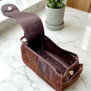 Handmade Genuine Leather Zipper Closure for <b>Bag</b> Luxury Dopp Kit Unisex Travel Grooming Organizer Wholesale <b>UK</b> TYG-0194 - Product Image 6