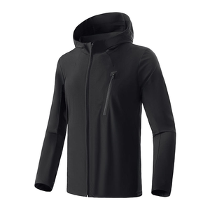 Nouvelle arrivée, veste coupe-vent imperméable décontractée en polyester à capuche, logo personnalisé, veste zippée pour l'extérieur - Product Image 3