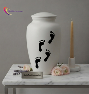 cremation urn aluminum adult funeral urns human <b>ashes</b> vessel handcrafted memorial box wholesale burial jar pet urn footprint jar - Product Image 1