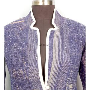 Indian Cotton Vintage <b>Kantha</b> <b>jacket</b> with mandarin collar and pockets button Autumn/Winter High Quality Quick Dry Plus <b>Jacket</b> - Product Image 2