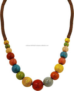 High Quality <b>Red</b> Resin Beaded Necklace Statement Necklace <b>Jewellery</b> by Indian Supplier UCI - Product Image 4