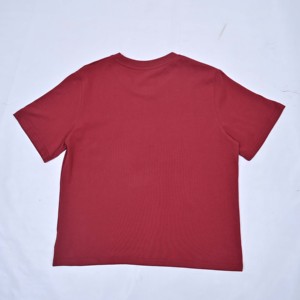 Women's <b>Red</b> Cotton Jersey Crew Neck Short Sleeve Elegant <b>Sequin</b> Embroidery Love Life Design T-Shirt Regular Fit All Seasons - Product Image 4