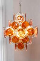 Lustre en verre de Murano Aurora Gold avec télécommande, hauteur réglable, pour usage hôtelier