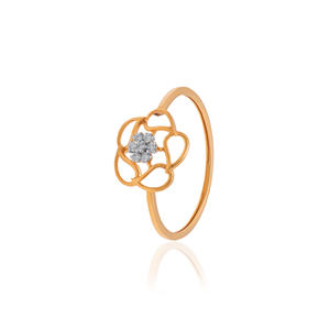 Anillo minimalista con diamante natural de corte brillante redondo de 0.05 quilates en oro rosa macizo de 14k, joyería fina y delicada. - Product Image 3