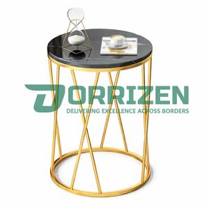Mesa Auxiliar Redonda Moderna con Marco de Metal Dorado, Tapa de Mármol, Mesa Lateral de Madera y Metal, Acabado Dorado Decorativo para Sala de Estar y Dormitorio - Product Image 5