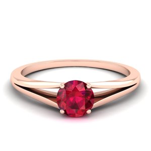 Anillo de Compromiso REYES de Alta Calidad en Oro Amarillo Sólido de 14K con Diamantes para Mujer, Corte Redondo, Gema de Rubí de 0.84Ct, Joyería Fina - Product Image 6