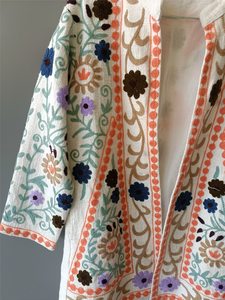 Chaqueta de Invierno para Mujer, Estilo Suzani Bordado a Mano, Kimono Boho, Algodón, Regalo para Damas de Honor, Prenda Exterior Étnica, Resistente al Viento - Product Image 6