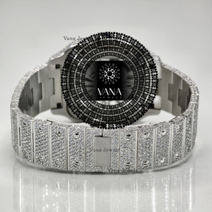 Montre de luxe en acier inoxydable sertie de moissanite VVS, testée au diamant, pour homme, style hip-hop - Product Image 5