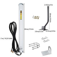 Antenne Omni 5G 4G LTE pour Internet Domestique T-Mobile, Antenne Cellulaire MIMO SMA TS9 pour Routeur, 600-6000MHz, Câble de 5 Mètres/Poteau de Montage