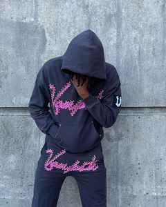 Conjunto de Sudadera con Capucha y Pantalones Deportivos Bordados con Pedrería, Estilo Vintage Desteñido al Sol para Hombre - Product Image 3