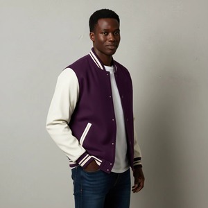 New Arrival High Quality Wool Winter <b>Jacket</b> Man Custom DTF Printed logo Canvas Front Polyester <b>Lined</b> Varsity <b>Jacket</b> For Sale - Product Image 2