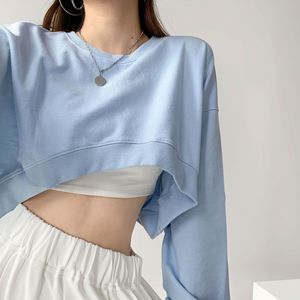 Nouveaux pulls en coton personnalisés avec logo en gros, pulls d'hiver pour femmes, col rond ample et manches longues, couleur unie - Product Image 6