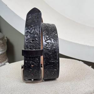 Cinturón de cuero de vaca genuino de alta calidad de diseño personalizado para hombres y mujeres cinturón de cuero genuino de vaca ajustable - Product Image 6