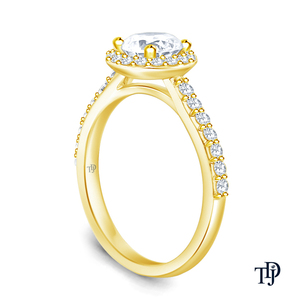 Bague de fiançailles en or 10 carats avec magnifique halo de diamants de laboratoire, pierre centrale ronde et diamants d'appoint, bijoux OEM - Product Image 5