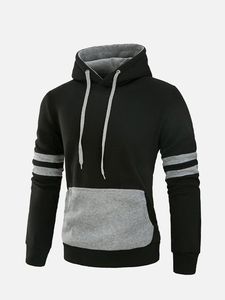 Sweat-shirt à capuche en polyester pour homme, imprimé numérique contrasté, coupe classique, streetwear d'hiver - Product Image 2