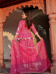 Conjunto KV Pink Leheriya Lehenga Dupatta (Conjunto de 3 piezas) - Product Image 6