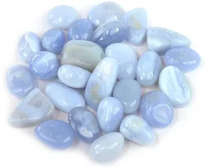 Piedras de ágata azul natural pulidas, ágata azul rayada, cristal curativo para Reiki, meditación, energía, decoración, venta al por mayor - Product Image 1