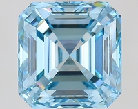 Diamant synthétique de laboratoire Lilaba Enterprise Fancy Vivid Blue 1,00 carat taille Asscher, clarté VVS2, CVD HPHT, certifié IGI