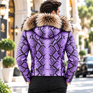 Chaqueta de Cuero para Motociclista, Estilo Casual, Transpirable, con Patrón a Cuadros, para Hombre, Servicio OEM, Cuero de Pitón Grabado Personalizado - Product Image 6