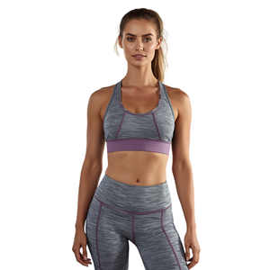 Ensemble de yoga 3 pièces respirant côtelé asymétrique taille mi-haute avec logo avant à séchage rapide pour femme - Product Image 2