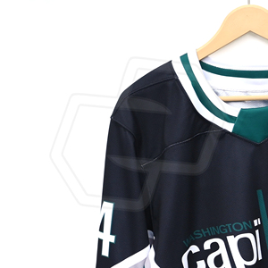 Jersey de Hockey sobre Hielo para Hombre al por Mayor, Verde, Negro y Blanco, Poliéster Transpirable, Impresión por Sublimación, Tacto Suave, Uniforme de Equipo para Adultos, Conjunto OEM - Product Image 3