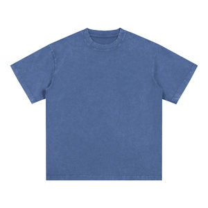 Camiseta de Hombre de Algodón Tejido con Efecto Desgastado Vintage, Lavado Ácido, Corte Regular, Serigrafía, Logotipo Personalizado, Ecológica - Product Image 1