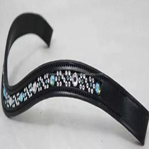 Bandeau frontal en cuir personnalisé avec strass bling en forme incurvée Fabricant exclusif fait à la main - Product Image 6