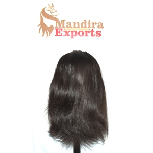 Perruque de cheveux naturels 100% vierges Remy indiens, cheveux humains bruts, lisses, cuticules alignées, noir naturel, non traités, HD - Product Image 6