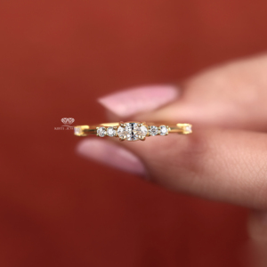Round Cut Diamond Engagement Ring 14K Gold Dainty Three Stone Ring Minimalist Bridal Ring Slim Stackable Promise Gift For Her - Product Image 6