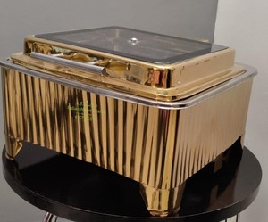 Calentador de Alimentos Rectangular de Acero Inoxidable, Servidor de Buffet, Soporte para Catering Chapado en Oro para Hoteles, Restaurantes, Bodas - I H C - Product Image 2