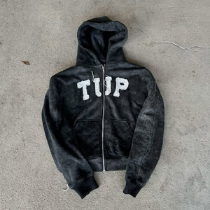 Sweat à capuche vintage personnalisé en détresse logo lavé à l'acide délavé brodé 100% coton français éponge Streetwear sweat à capuche zippé pour - Product Image 4