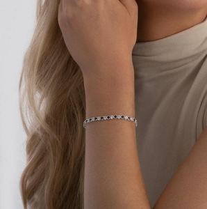 925 Sterling Silver Synthetic Sapphire and Cubic Zirconia <b>Adjustable</b> Slider Tennis <b>Bracelet</b> - Product Image 4