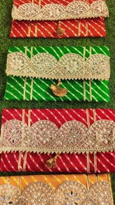Nuevos y Elegantes Sobres Leheriya Rajasthani, Bolsos de Mano Versátiles de Tela Leheriya Premium, Sobres Shagun - Product Image 4