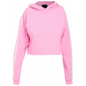 Sweat-shirt à capuche court surdimensionné pour femmes, en molleton 100% coton, brodé, manches longues, athleisure pour l'hiver - Product Image 1