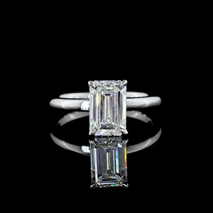 Wholesale IGI Certified 2 Carat Emerald Cut Lab Grown Diamond Ring 14K White Gold Solitaire Engagement Ring Fine Jewelry - Product Image 1