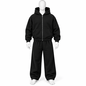 High Quality Streetwear Breathable Sun fade Wash Zip up Hoodie & Sweatpants <b>Set</b> Custom <b>Embroidery</b> Logo Oversize Sweat suit - Product Image 6