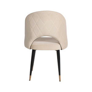 Italian Nordic Minimalist Convertible Dining Chair Light Luxury Velvet <b>Backrest</b> White with Black Metal Legs - Product Image 3