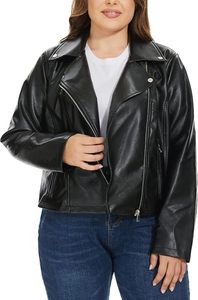 Veste de moto en PU tissé imperméable pour femme, style blazer court avec col boutonné, couleur unie, automne/hiver - Product Image 2