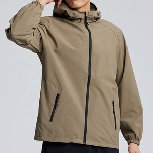 Veste coupe-vent zippée en gros, personnalisable OEM, pour homme, couleur unie, en polyester enduit PU - Product Image 4