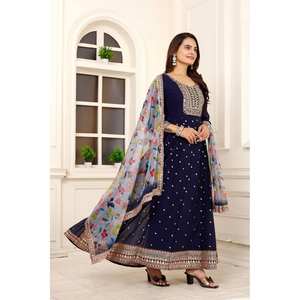 Vestido Anarkali de diseñador con Pent y Dupatta para Fiestas-Vestidos de noche - Product Image 3