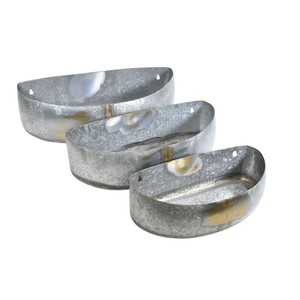 Set of 3 Galvanized Metal Wall Planters Hanging Pocket <b>Pots</b> for Indoor Outdoor Plants Garden Decor for Herbs In Cheapest Price - Product Image 1